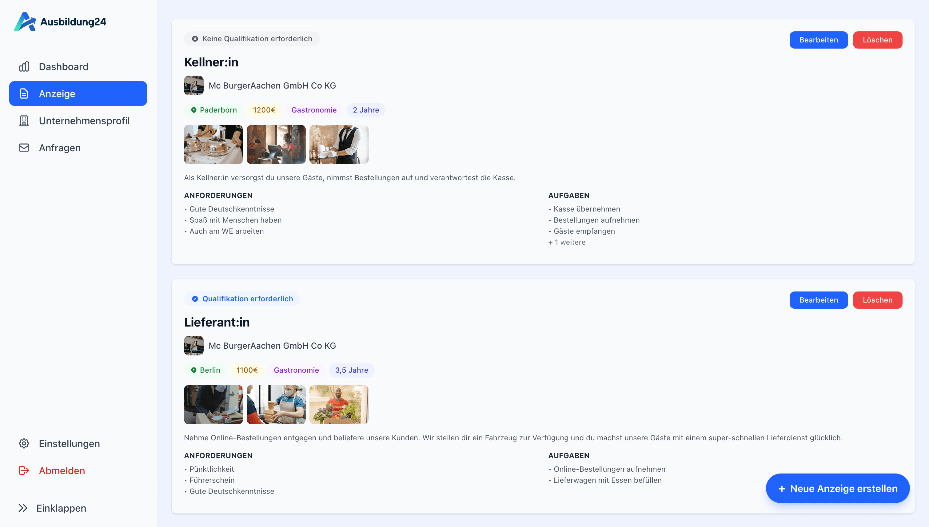 Ausbildung24 Plattform Einblick