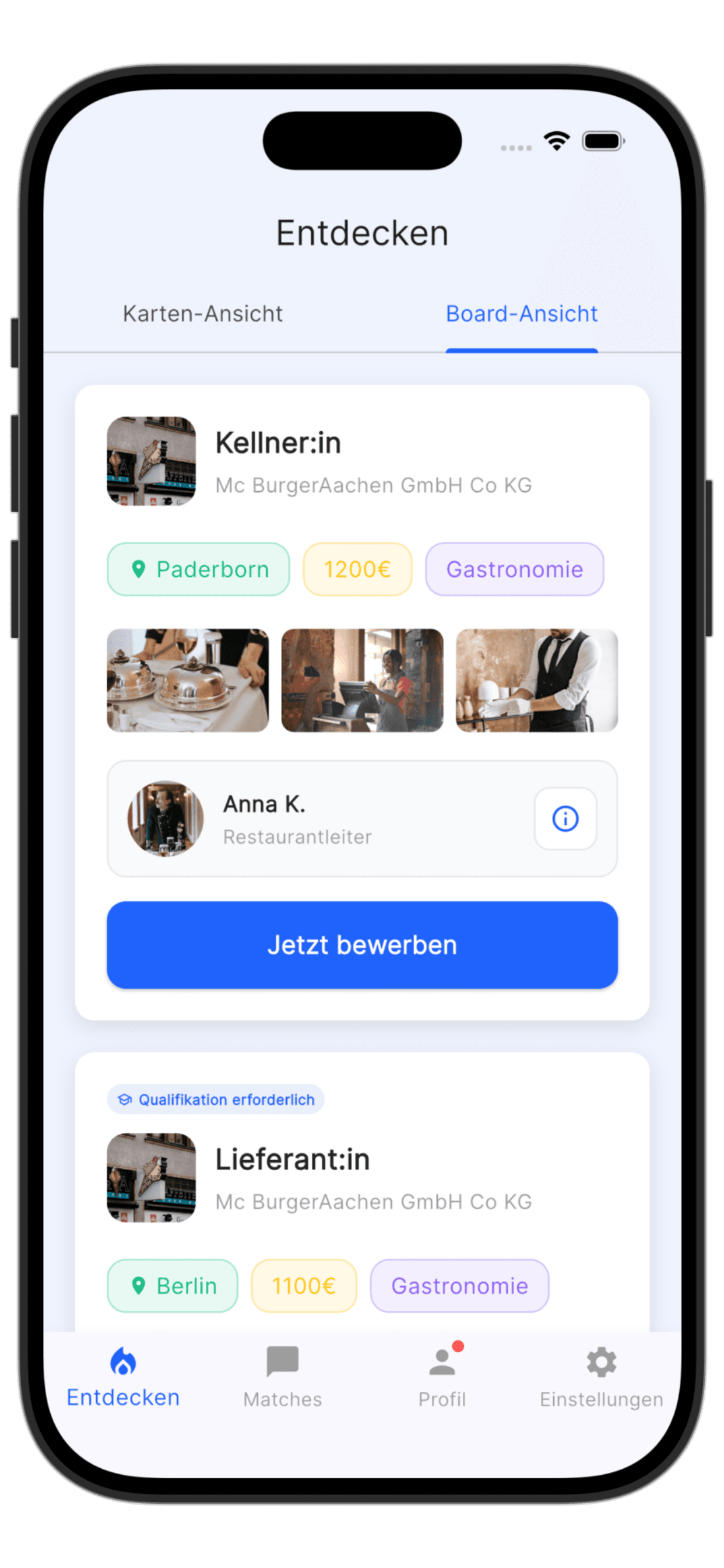 Ausbildung24 App – Entdecken-View